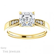 14k Yellow Gold Asscher Cut Forever One Engagement Ring Setting #GTJ1033-asscher-fo-y 1 14k Yellow Gold Asscher Cut Forever One Engagement Ring Setting #GTJ1033-asscher-fo-y
