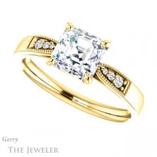 14k Yellow Gold Asscher Cut Forever One Engagement Ring Setting #GTJ1033-asscher-fo-y 5 14k Yellow Gold Asscher Cut Forever One Engagement Ring Setting #GTJ1033-asscher-fo-y