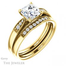 14k Yellow Gold Asscher Cut Forever One Engagement Ring Setting #GTJ1033-asscher-fo-y 6 14k Yellow Gold Asscher Cut Forever One Engagement Ring Setting #GTJ1033-asscher-fo-y