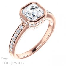 14k Rose Gold Asscher Cut Forever One Engagement Ring Setting #GTJ1034-asscher-fo-r