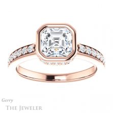 14k Rose Gold Asscher Cut Forever One Engagement Ring Setting #GTJ1034-asscher-fo-r