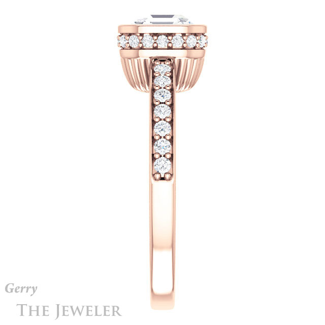 14k Rose Gold Asscher Cut Forever One Engagement Ring Setting #GTJ1034-asscher-fo-r