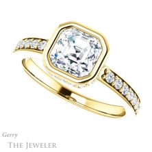 14k Yellow Gold Asscher Cut Forever One Engagement Ring Setting #GTJ1034-asscher-fo-y 5 14k Yellow Gold Asscher Cut Forever One Engagement Ring Setting #GTJ1034-asscher-fo-y