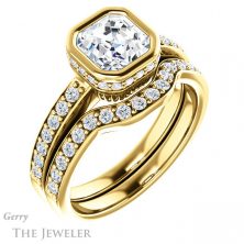 14k Yellow Gold Asscher Cut Forever One Engagement Ring Setting #GTJ1034-asscher-fo-y 6 14k Yellow Gold Asscher Cut Forever One Engagement Ring Setting #GTJ1034-asscher-fo-y