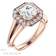 14k Rose Gold Asscher Cut Forever One Engagement Ring Setting #GTJ1035-asscher-fo-r