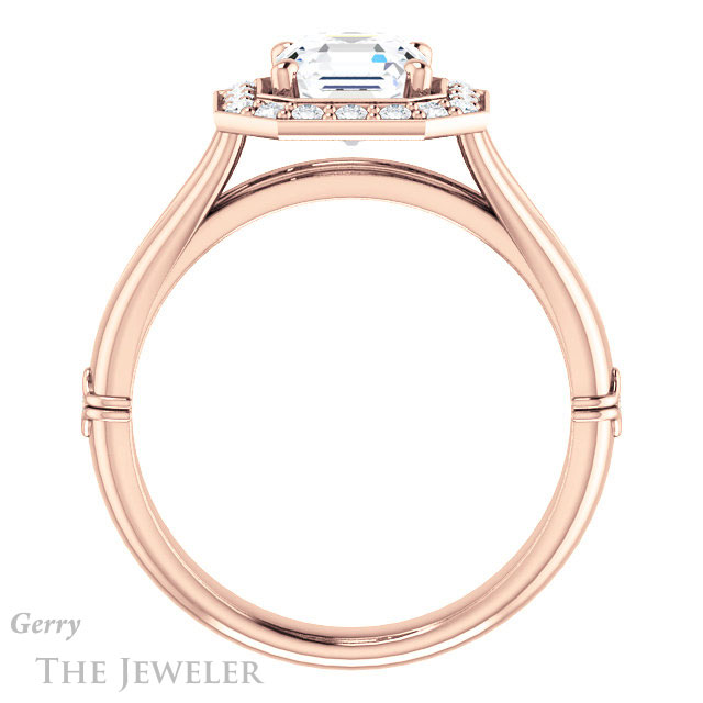 14k Rose Gold Asscher Cut Forever One Engagement Ring Setting #GTJ1035-asscher-fo-r