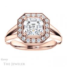 14k Rose Gold Asscher Cut Forever One Engagement Ring Setting #GTJ1035-asscher-fo-r