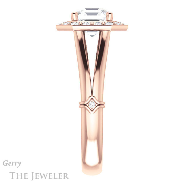 14k Rose Gold Asscher Cut Forever One Engagement Ring Setting #GTJ1035-asscher-fo-r