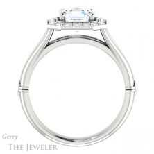 14k White Gold Asscher Cut Forever One Engagement Ring Setting #GTJ1035-asscher-fo-w 2 14k White Gold Asscher Cut Forever One Engagement Ring Setting #GTJ1035-asscher-fo-w