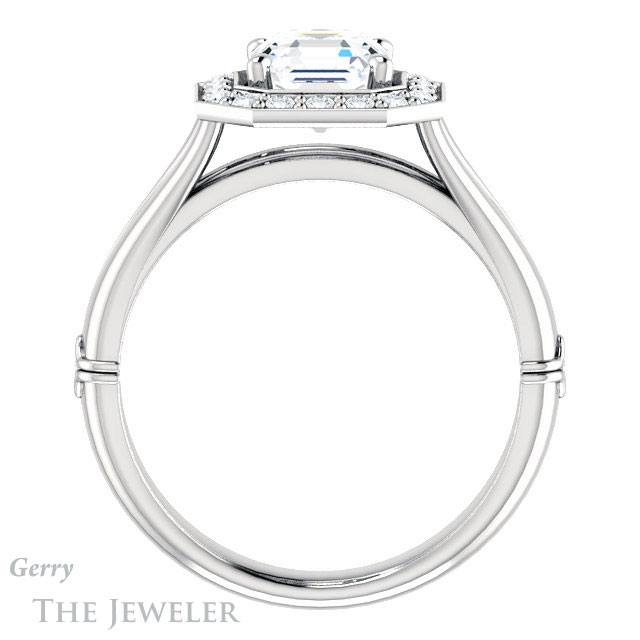 14k White Gold Asscher Cut Forever One Engagement Ring Setting #GTJ1035-asscher-fo-w 2 14k White Gold Asscher Cut Forever One Engagement Ring Setting #GTJ1035-asscher-fo-w