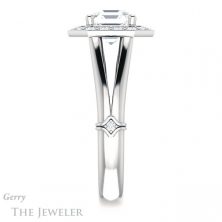 14k White Gold Asscher Cut Forever One Engagement Ring Setting #GTJ1035-asscher-fo-w 3 14k White Gold Asscher Cut Forever One Engagement Ring Setting #GTJ1035-asscher-fo-w