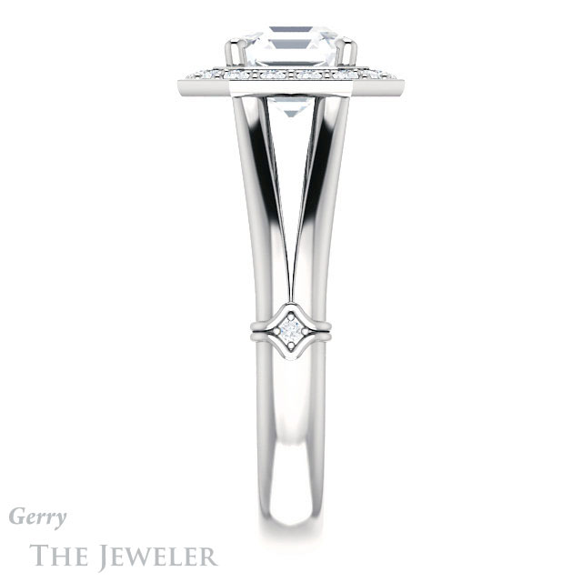 14k White Gold Asscher Cut Forever One Engagement Ring Setting #GTJ1035-asscher-fo-w 3 14k White Gold Asscher Cut Forever One Engagement Ring Setting #GTJ1035-asscher-fo-w