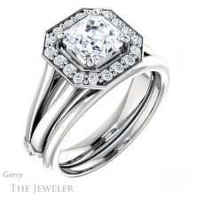 14k White Gold Asscher Cut Forever One Engagement Ring Setting #GTJ1035-asscher-fo-w 6 14k White Gold Asscher Cut Forever One Engagement Ring Setting #GTJ1035-asscher-fo-w