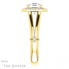 14k Yellow Gold Asscher Cut Forever One Engagement Ring Setting #GTJ1035-asscher-fo-y 3 14k Yellow Gold Asscher Cut Forever One Engagement Ring Setting #GTJ1035-asscher-fo-y