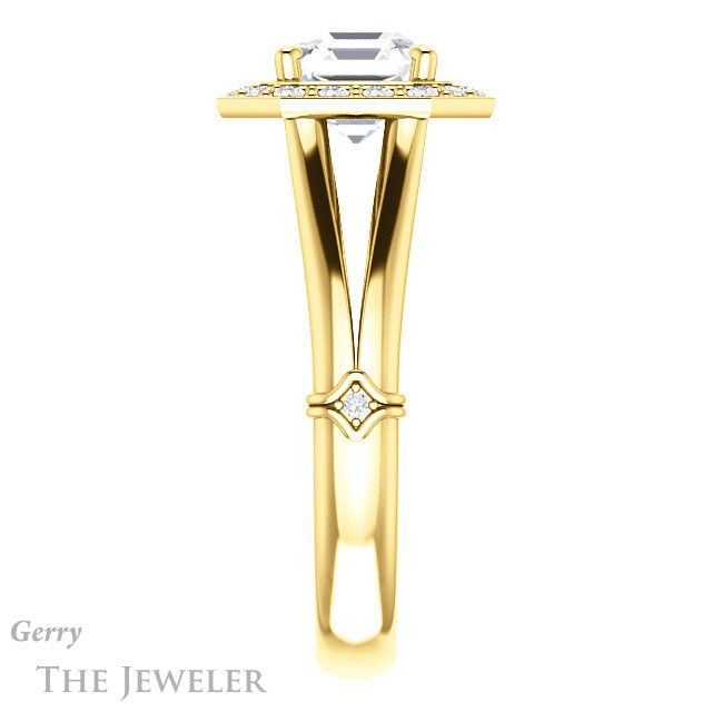 14k Yellow Gold Asscher Cut Forever One Engagement Ring Setting #GTJ1035-asscher-fo-y 3 14k Yellow Gold Asscher Cut Forever One Engagement Ring Setting #GTJ1035-asscher-fo-y