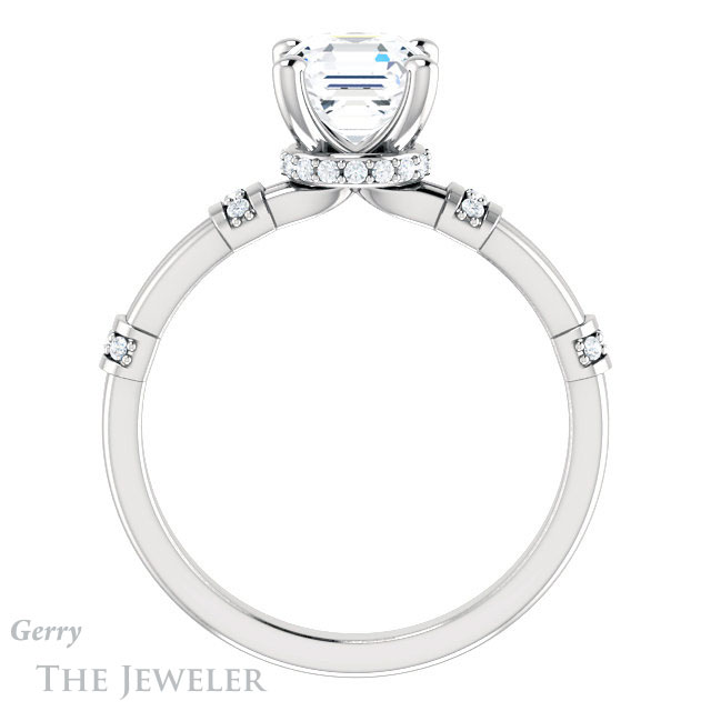 Asscher Cut Forever One Engagement Ring Setting #GTJ1036-asscher-fo-w | Gerry The Jeweler 14k White Gold Asscher Cut Forever One Engagement Ring Setting #GTJ1036-asscher-fo-w