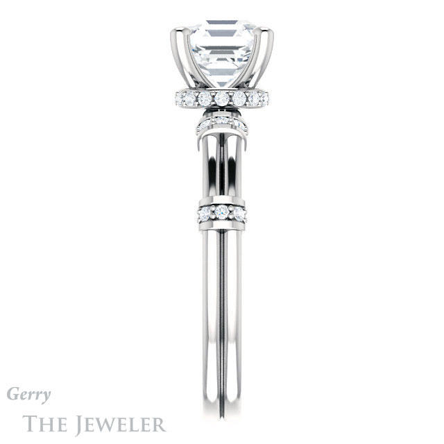 Asscher Cut Forever One Engagement Ring Setting #GTJ1036-asscher-fo-w | Gerry The Jeweler 14k White Gold Asscher Cut Forever One Engagement Ring Setting #GTJ1036-asscher-fo-w
