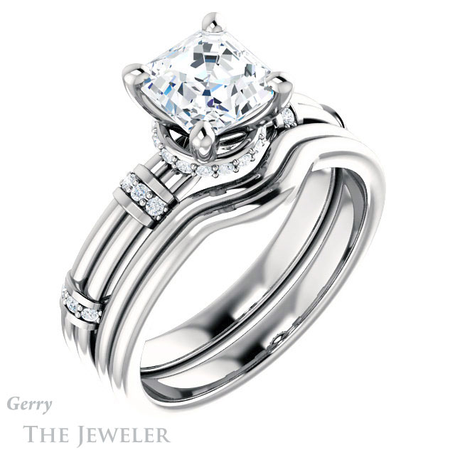 Asscher Cut Forever One Engagement Ring Setting #GTJ1036-asscher-fo-w | Gerry The Jeweler 14k White Gold Asscher Cut Forever One Engagement Ring Setting #GTJ1036-asscher-fo-w