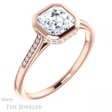14k Rose Gold Asscher Cut Forever One Engagement Ring Setting #GTJ1037-asscher-fo-r 4 14k Rose Gold Asscher Cut Forever One Engagement Ring Setting #GTJ1037-asscher-fo-r