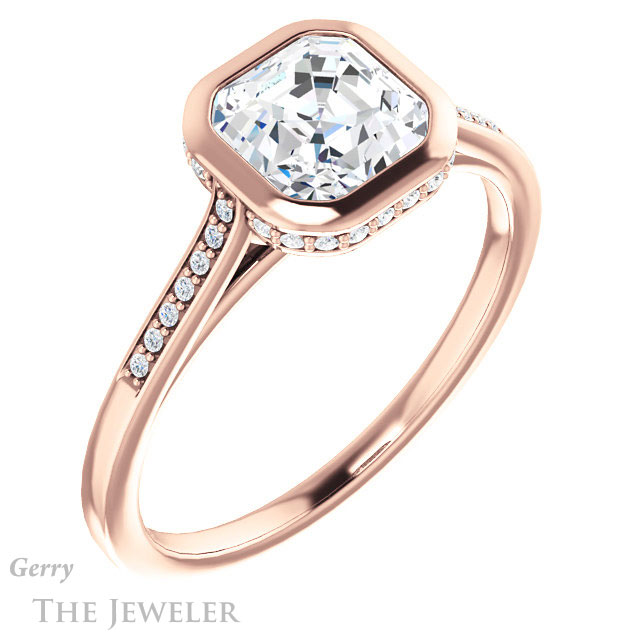 14k Rose Gold Asscher Cut Forever One Engagement Ring Setting #GTJ1037-asscher-fo-r 4 14k Rose Gold Asscher Cut Forever One Engagement Ring Setting #GTJ1037-asscher-fo-r
