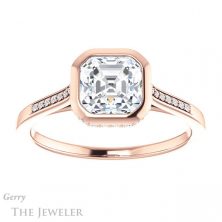 14k Rose Gold Asscher Cut Forever One Engagement Ring Setting #GTJ1037-asscher-fo-r 1 14k Rose Gold Asscher Cut Forever One Engagement Ring Setting #GTJ1037-asscher-fo-r