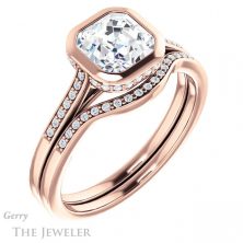 14k Rose Gold Asscher Cut Forever One Engagement Ring Setting #GTJ1037-asscher-fo-r 6 14k Rose Gold Asscher Cut Forever One Engagement Ring Setting #GTJ1037-asscher-fo-r