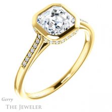 14k Yellow Gold Asscher Cut Forever One Engagement Ring Setting #GTJ1037-asscher-fo-y 4 14k Yellow Gold Asscher Cut Forever One Engagement Ring Setting #GTJ1037-asscher-fo-y