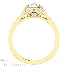 14k Yellow Gold Asscher Cut Forever One Engagement Ring Setting #GTJ1037-asscher-fo-y 2 14k Yellow Gold Asscher Cut Forever One Engagement Ring Setting #GTJ1037-asscher-fo-y