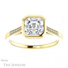 14k Yellow Gold Asscher Cut Forever One Engagement Ring Setting #GTJ1037-asscher-fo-y 1 14k Yellow Gold Asscher Cut Forever One Engagement Ring Setting #GTJ1037-asscher-fo-y