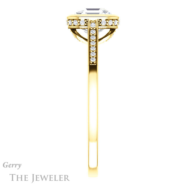 14k Yellow Gold Asscher Cut Forever One Engagement Ring Setting #GTJ1037-asscher-fo-y 3 14k Yellow Gold Asscher Cut Forever One Engagement Ring Setting #GTJ1037-asscher-fo-y