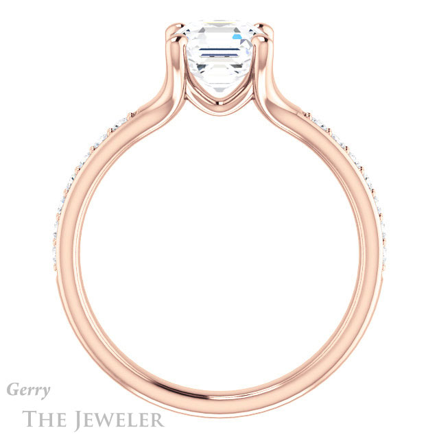 14k Rose Gold Asscher Cut Forever One Engagement Ring Setting #GTJ1039-asscher-fo-r