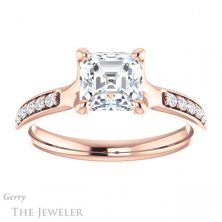 14k Rose Gold Asscher Cut Forever One Engagement Ring Setting #GTJ1039-asscher-fo-r 1 14k Rose Gold Asscher Cut Forever One Engagement Ring Setting #GTJ1039-asscher-fo-r