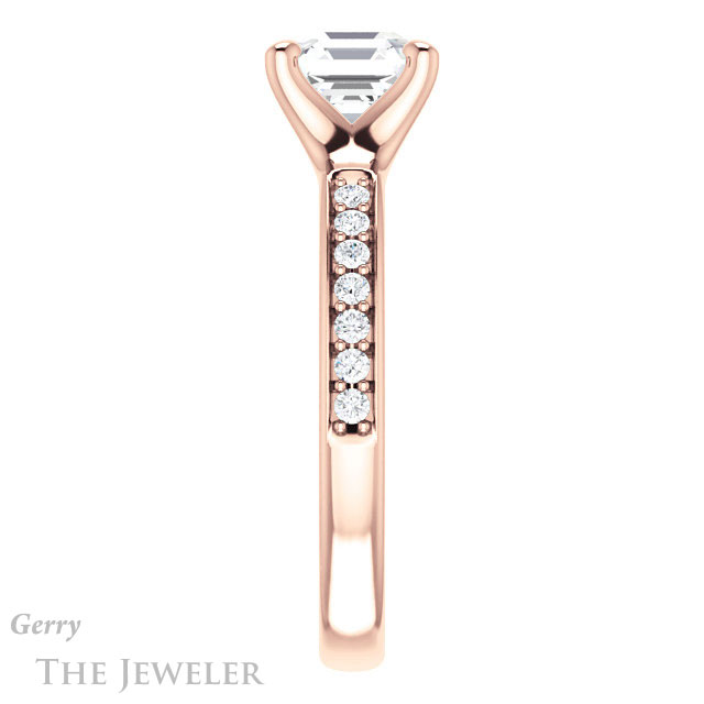 14k Rose Gold Asscher Cut Forever One Engagement Ring Setting #GTJ1039-asscher-fo-r 3 14k Rose Gold Asscher Cut Forever One Engagement Ring Setting #GTJ1039-asscher-fo-r