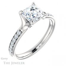 14k White Gold Asscher Cut Forever One Engagement Ring Setting #GTJ1039-asscher-fo-w 4 14k White Gold Asscher Cut Forever One Engagement Ring Setting #GTJ1039-asscher-fo-w