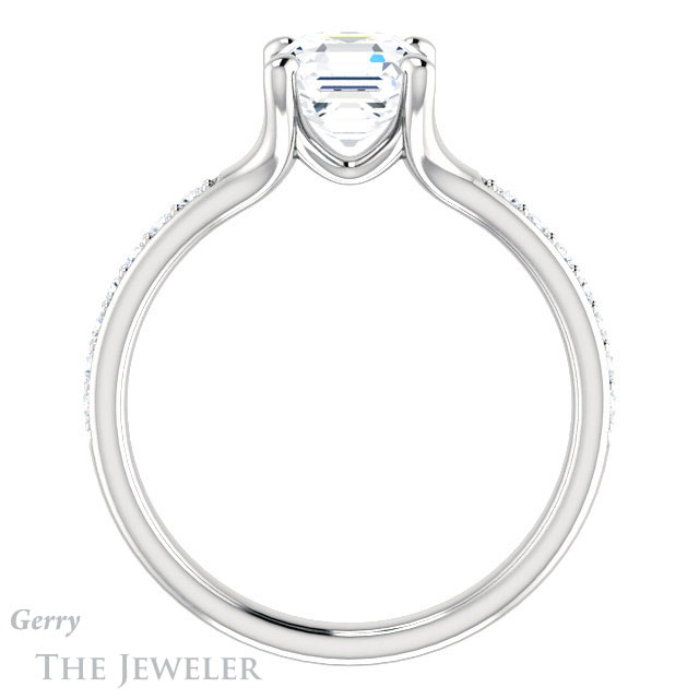 14k White Gold Asscher Cut Forever One Engagement Ring Setting #GTJ1039-asscher-fo-w