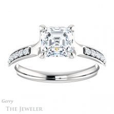 14k White Gold Asscher Cut Forever One Engagement Ring Setting #GTJ1039-asscher-fo-w 1 14k White Gold Asscher Cut Forever One Engagement Ring Setting #GTJ1039-asscher-fo-w