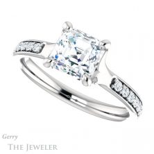 14k White Gold Asscher Cut Forever One Engagement Ring Setting #GTJ1039-asscher-fo-w 5 14k White Gold Asscher Cut Forever One Engagement Ring Setting #GTJ1039-asscher-fo-w