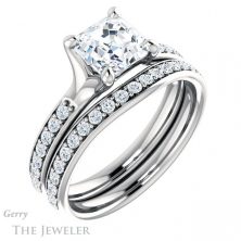 14k White Gold Asscher Cut Forever One Engagement Ring Setting #GTJ1039-asscher-fo-w 6 14k White Gold Asscher Cut Forever One Engagement Ring Setting #GTJ1039-asscher-fo-w