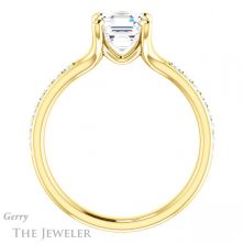 14k Yellow Gold Asscher Cut Forever One Engagement Ring Setting #GTJ1039-asscher-fo-y 2 14k Yellow Gold Asscher Cut Forever One Engagement Ring Setting #GTJ1039-asscher-fo-y