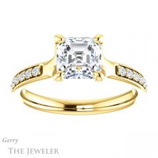 14k Yellow Gold Asscher Cut Forever One Engagement Ring Setting #GTJ1039-asscher-fo-y 1 14k Yellow Gold Asscher Cut Forever One Engagement Ring Setting #GTJ1039-asscher-fo-y