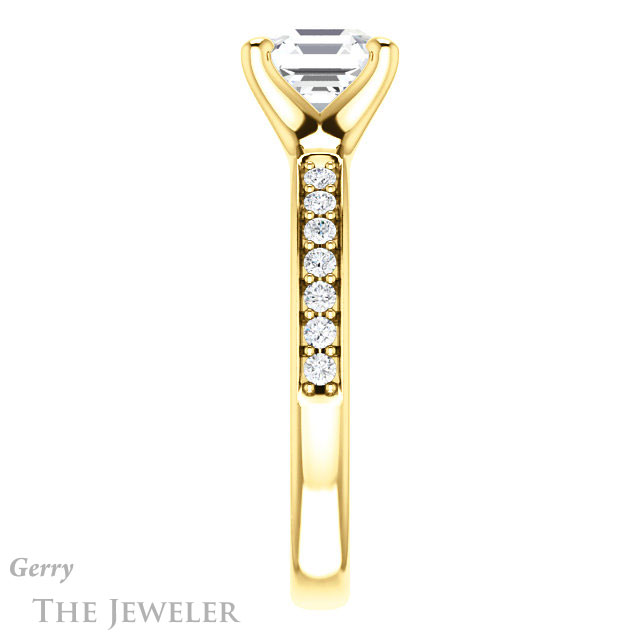 14k Yellow Gold Asscher Cut Forever One Engagement Ring Setting #GTJ1039-asscher-fo-y 3 14k Yellow Gold Asscher Cut Forever One Engagement Ring Setting #GTJ1039-asscher-fo-y