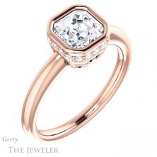 14k Rose Gold Asscher Cut Forever One Engagement Ring Setting #GTJ1040-asscher-fo-r