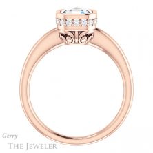 14k Rose Gold Asscher Cut Forever One Engagement Ring Setting #GTJ1040-asscher-fo-r