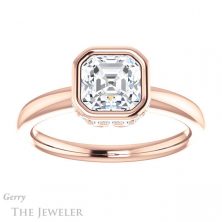 14k Rose Gold Asscher Cut Forever One Engagement Ring Setting #GTJ1040-asscher-fo-r