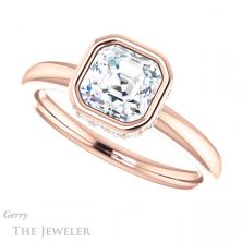 14k Rose Gold Asscher Cut Forever One Engagement Ring Setting #GTJ1040-asscher-fo-r