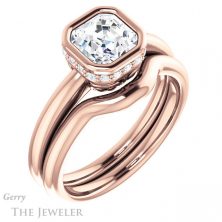 14k Rose Gold Asscher Cut Forever One Engagement Ring Setting #GTJ1040-asscher-fo-r
