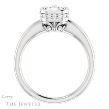 14k White Gold Asscher Cut Forever One Engagement Ring Setting #GTJ1040-asscher-fo-w 2 14k White Gold Asscher Cut Forever One Engagement Ring Setting #GTJ1040-asscher-fo-w