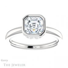 14k White Gold Asscher Cut Forever One Engagement Ring Setting #GTJ1040-asscher-fo-w 1 14k White Gold Asscher Cut Forever One Engagement Ring Setting #GTJ1040-asscher-fo-w