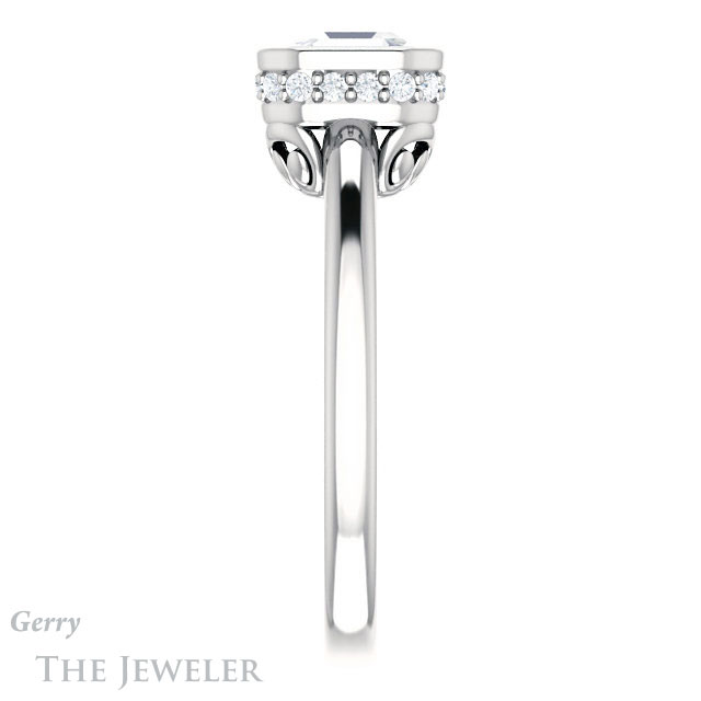 14k White Gold Asscher Cut Forever One Engagement Ring Setting #GTJ1040-asscher-fo-w 3 14k White Gold Asscher Cut Forever One Engagement Ring Setting #GTJ1040-asscher-fo-w
