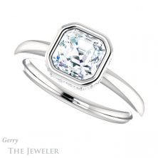 14k White Gold Asscher Cut Forever One Engagement Ring Setting #GTJ1040-asscher-fo-w 5 14k White Gold Asscher Cut Forever One Engagement Ring Setting #GTJ1040-asscher-fo-w